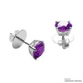 1 Carat Amethyst Solitaire Earring Made with Swarovski Zirconia